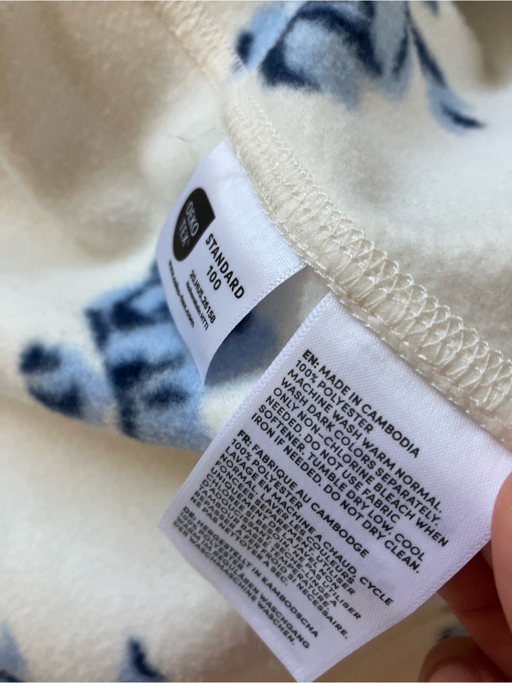 Lands’ End Anywhere Fleece Quarter Zip Pullover Ivory Blue Floral size M - Picture 10 of 12